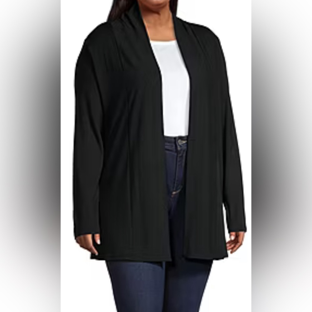St John’s Bay Active Open Front Black Cardigan Sz Medium Minimalist Cottagecore